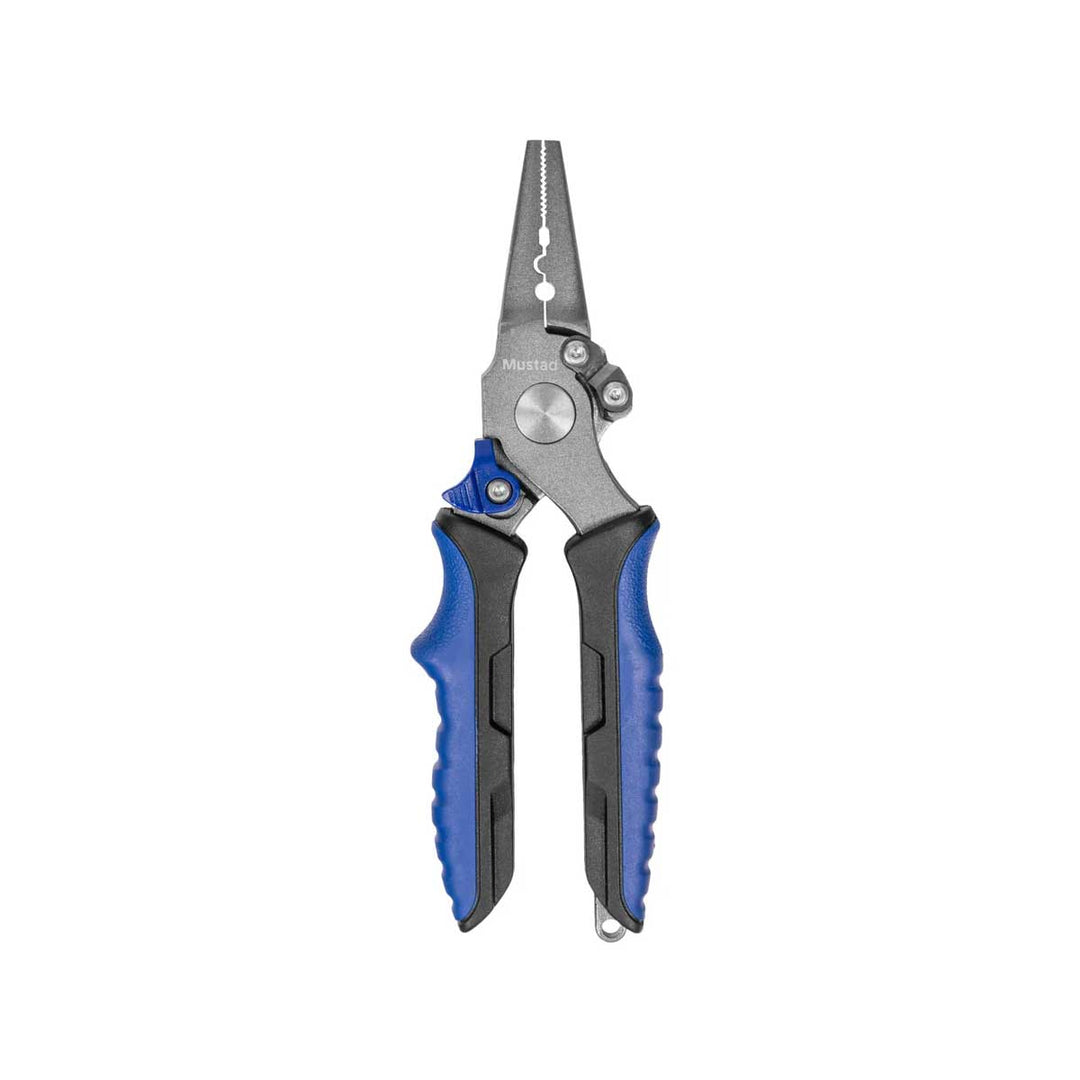 Mustad Blueline Straight Nose Fishing Pliers – Stainless Steel Pliers with Non-Slip Handles