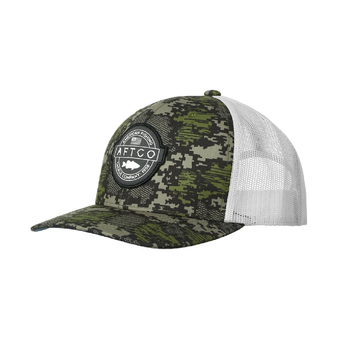 Aftco Bass Patch Trucker Green Camo Hat