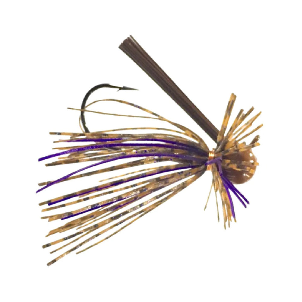 Blue Rock Scrapper Ball Finesse Jig with weed guard and skirt, designed for finesse bass fishing in PB & J