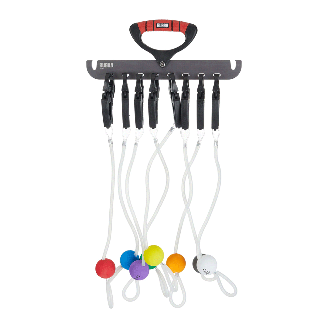Bubba 8-piece culling indicator set with color-coded floats and non-piercing stainless steel fish clips