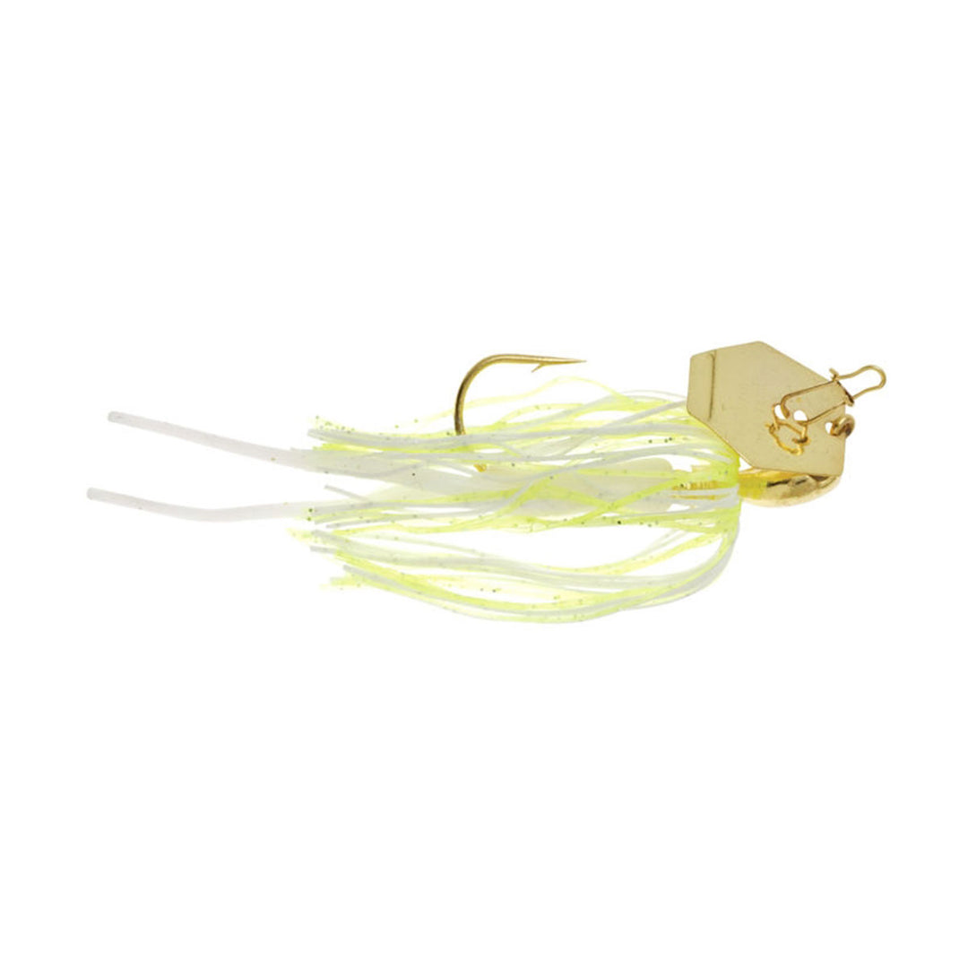 Close-up of Z-Man ChatterBait Micro with fine wire hook and lifelike silicone skirt