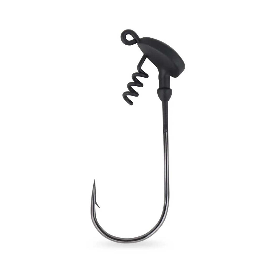 Mustad Elite Stand Up Jig Head SU849 – 3/8 oz Matte Brown stand-up jig head with screw keeper and 2X long shank hook