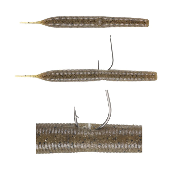 Close-up of GeeCrack Neko Hack securing a worm for Neko rig