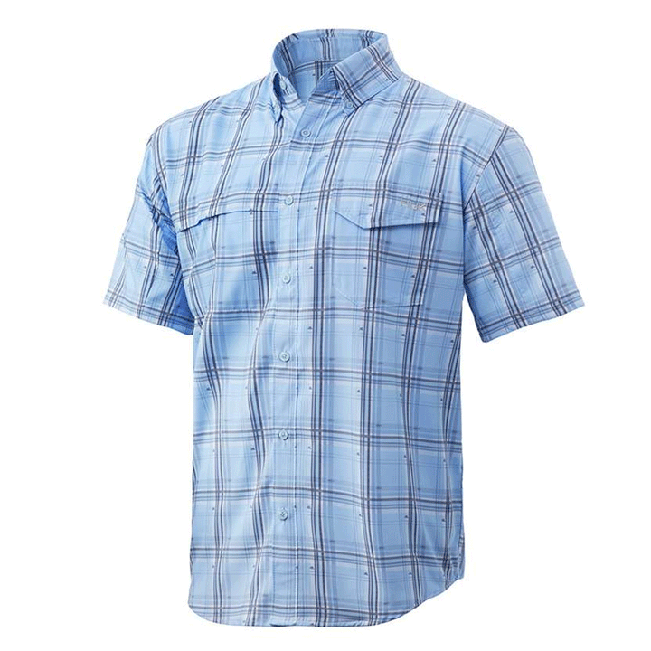 Huk Tide Point Fish Plaid Short Sleeve Shirts*