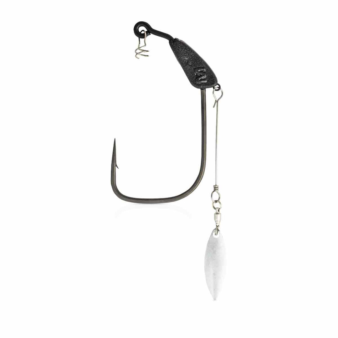 Mustad Alpha Point Infiltrator Blade Weighted Hook – Weighted Swimbait Hook with Underspin Blade