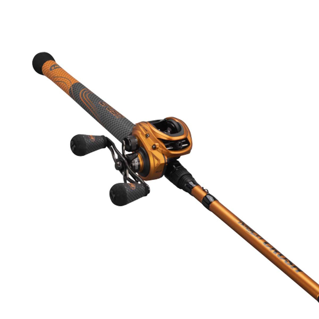 Lew’s Mach Crush SLP Baitcast Combo – High-Speed Orange Rod and Reel for Tournament Bass Fishing