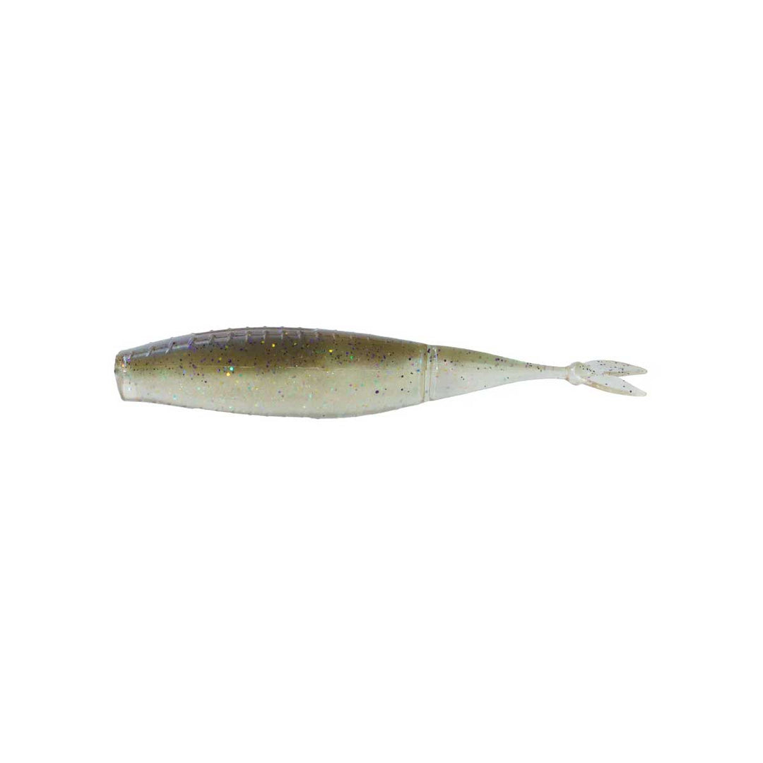 Close-up of 6th Sense Ozzie soft plastic showing ribbed body