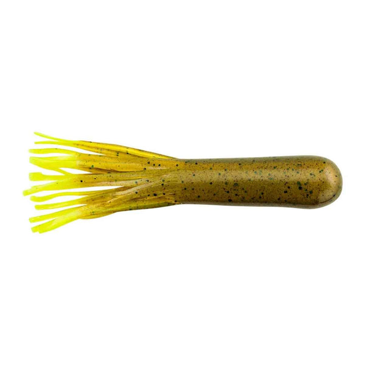 Berkley PowerBait Power Tube – Soft plastic tube bait for bass with scent-infused formula and fluttering tentacles.