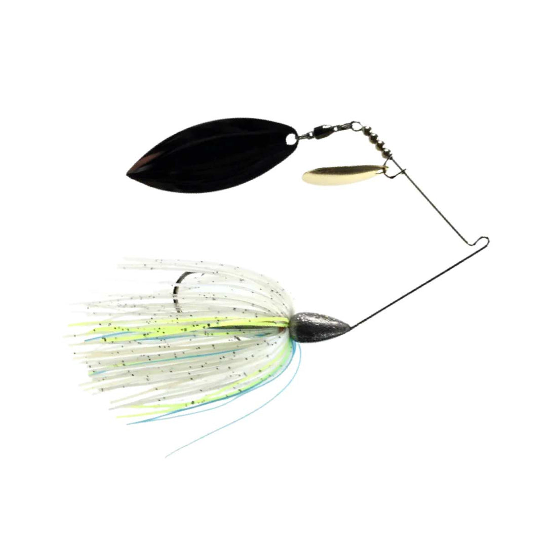 Blue Rock Showstopper Spinnerbait with tandem Willow and Colorado blades and hand-tied skirt