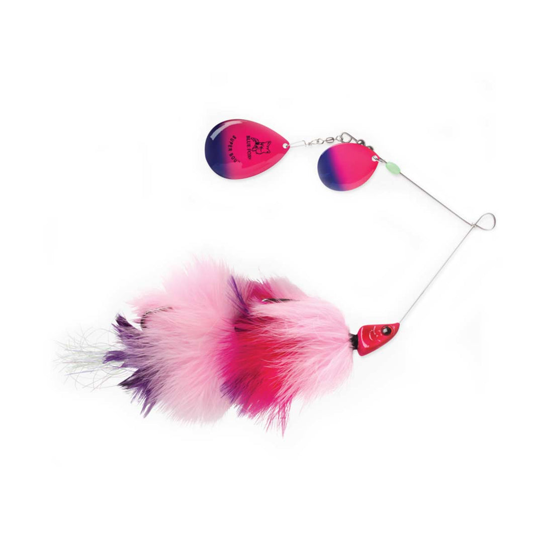 Blue Fox Super Bou Spinnerbait #8 with marabou tail and large spinner blade for pike and muskie fishing