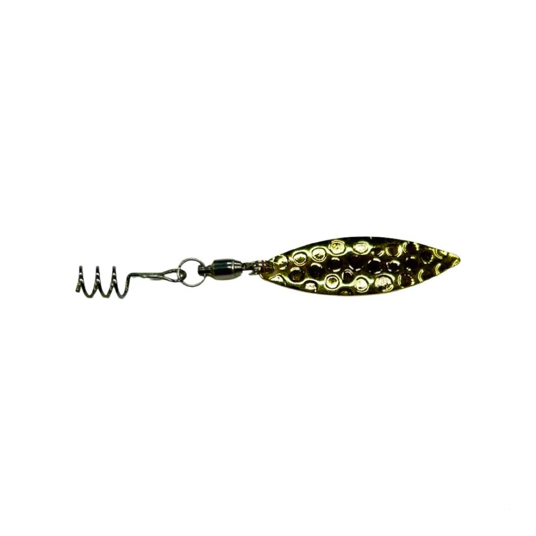 Blue Rock Tail Spinner lure with compact body and rear blade for bass and multi-species fishing