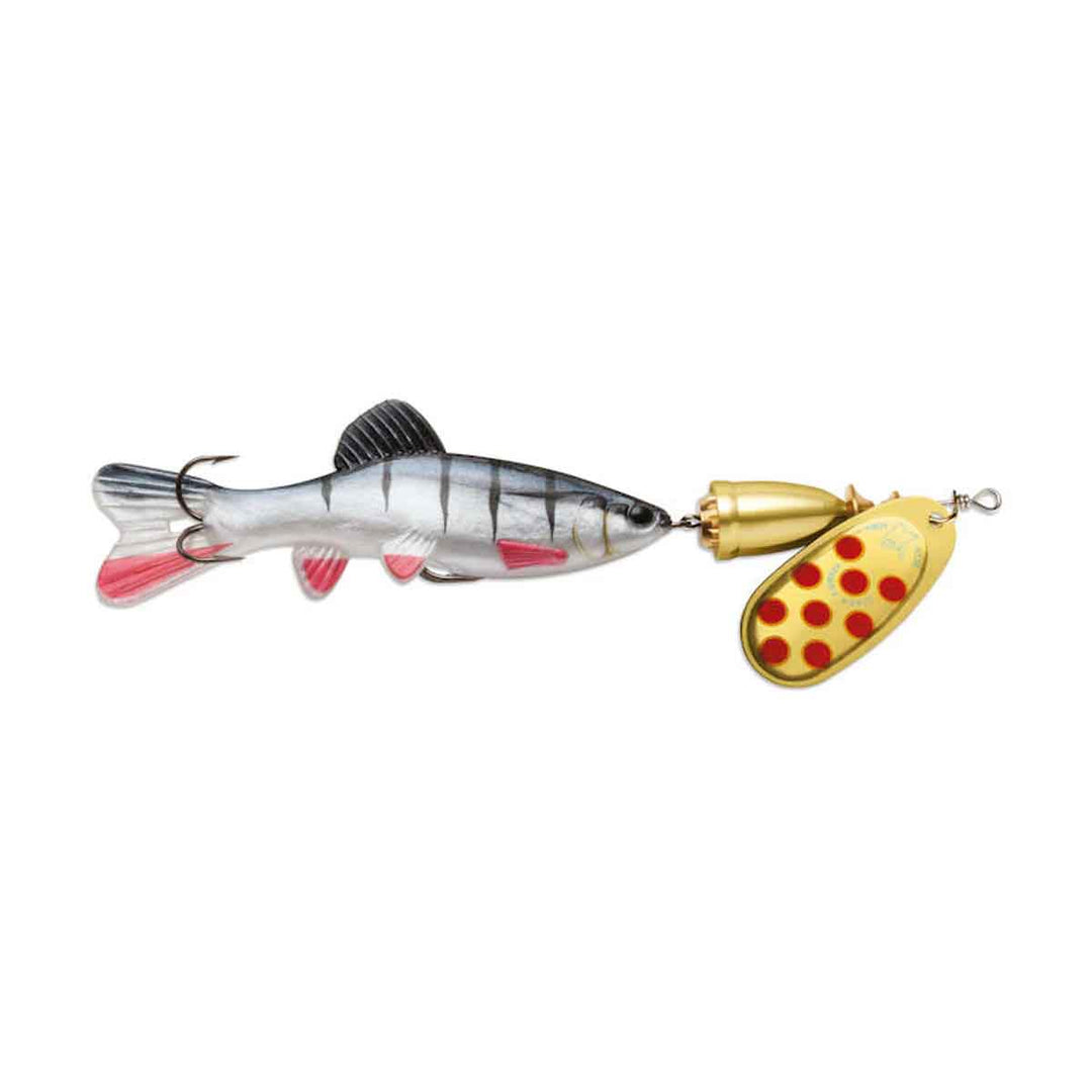 Blue Fox Vibrax Chaser spinner with Vibrax blade and lifelike soft plastic minnow tail