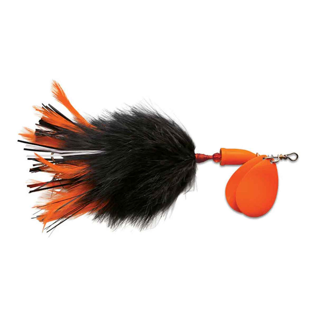 Blue Fox Vibrax Super Bou spinnerbait with tandem blades and marabou tail for muskie and pike