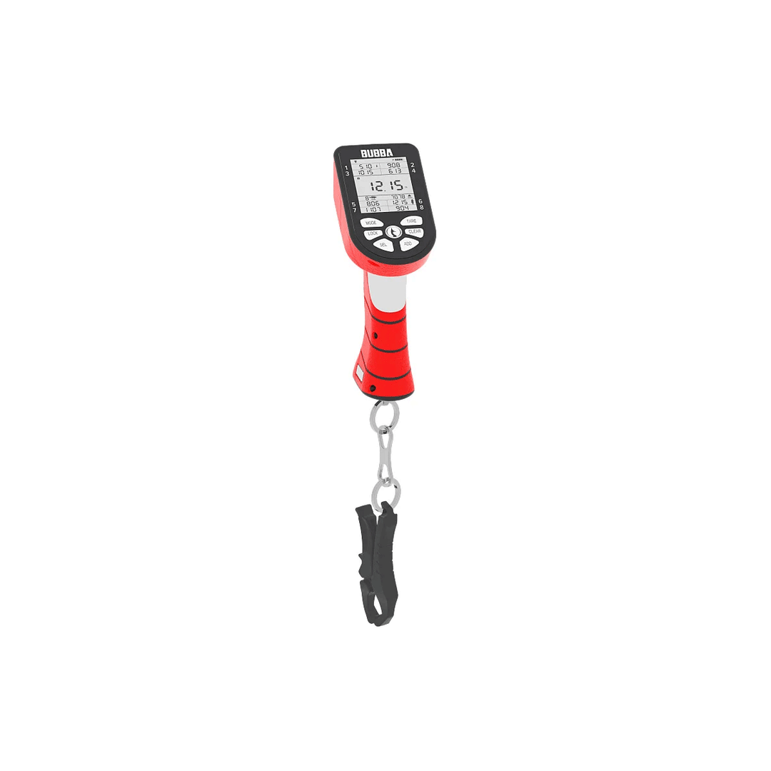 Bubba Smart Fish Scale with digital display, Bluetooth connectivity, and non-slip red handle