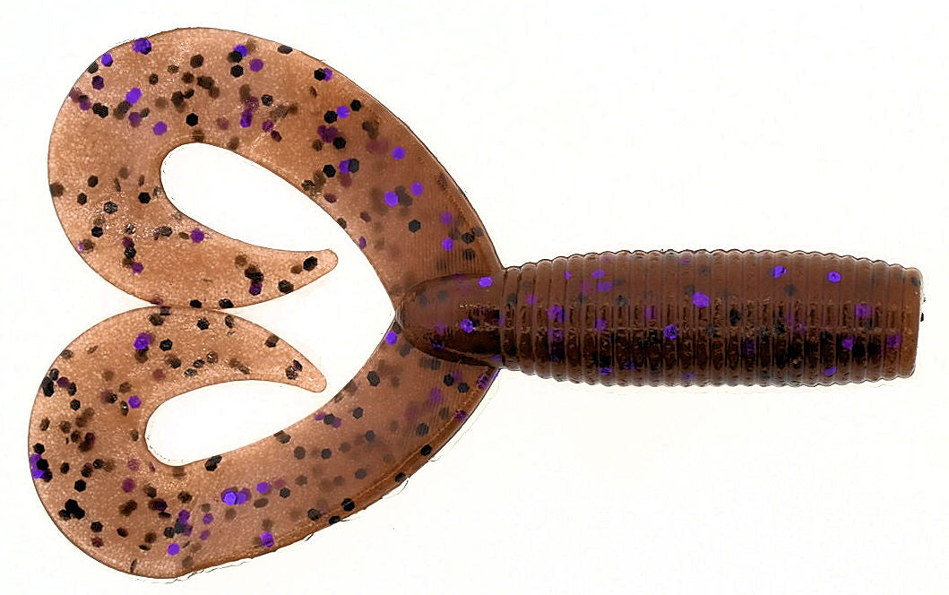 Double-Tail Grub_Cinnamon Black & Purple Flake