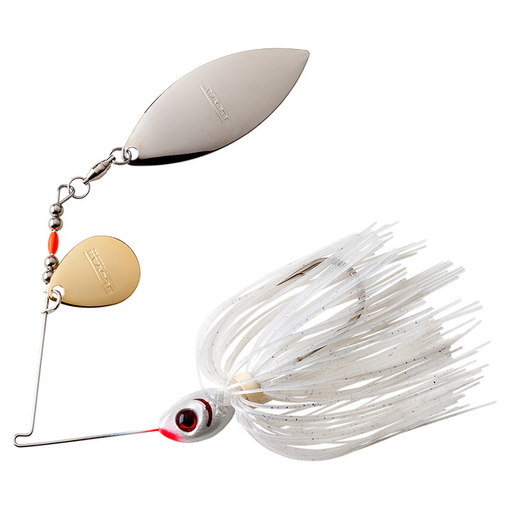 Booyah Colorado/Willow Blade Spinnerbait with silicone skirt and dual blades for bass fishing