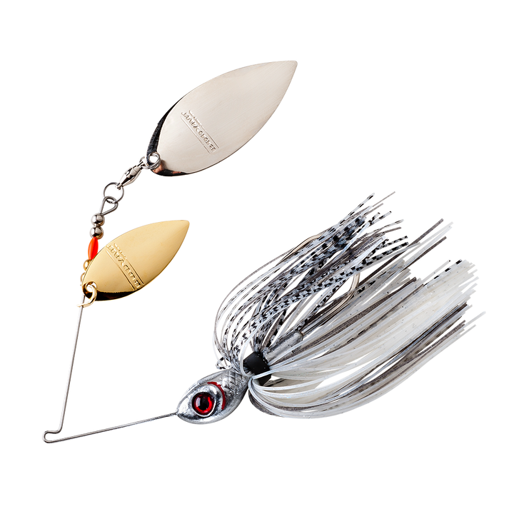 Booyah Double Willow Counter Strike Spinnerbait with counter-rotating blades and silicone skirt for bass fishing