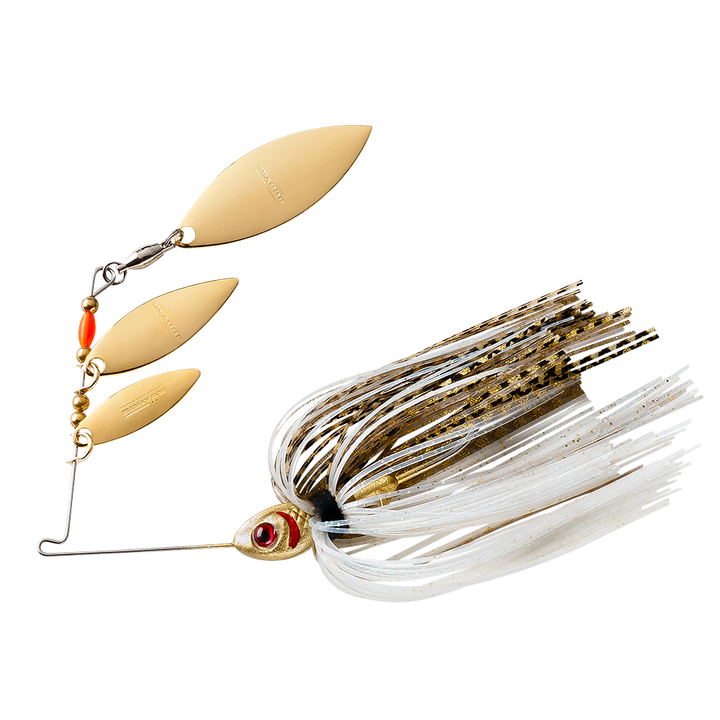 Booyah Mini Shad Spinnerbait with small profile, dual blades, and silicone skirt for finesse bass fishing