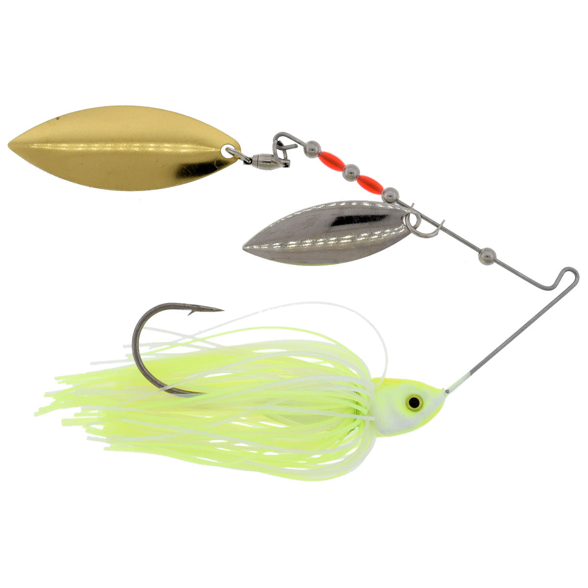 Glimmer Series Double Willow Spinnerbait_Chartreuse Shad Gold/Silver