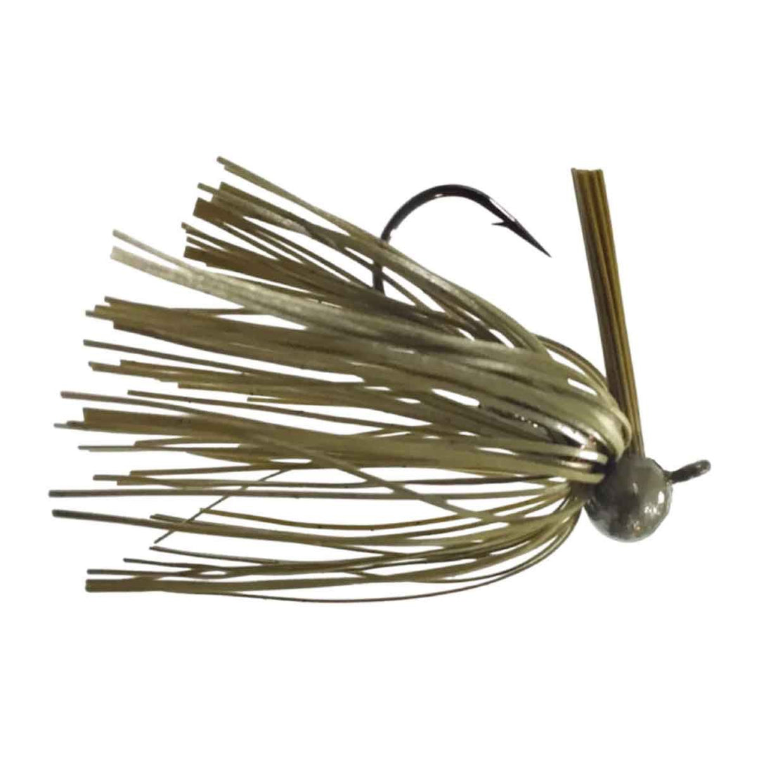 Blue Rock Contour Crawler Football Jig with hand-tied skirt and football head for bass fishing structure