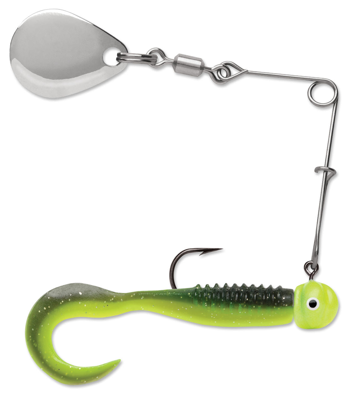 Curl Tail Spinnerbait_Black Chartreuse Glow