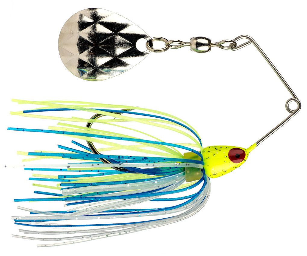 Mini-King Spinnerbait_Chart Head - Chart Blue Silver Skirt