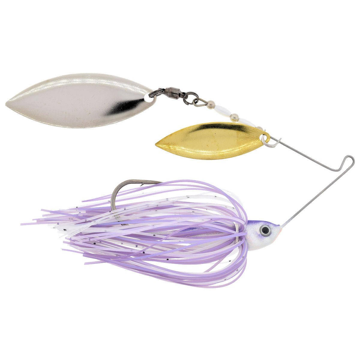 Glimmer Series Double Willow Spinnerbait_Purple Shad Gold/Silver