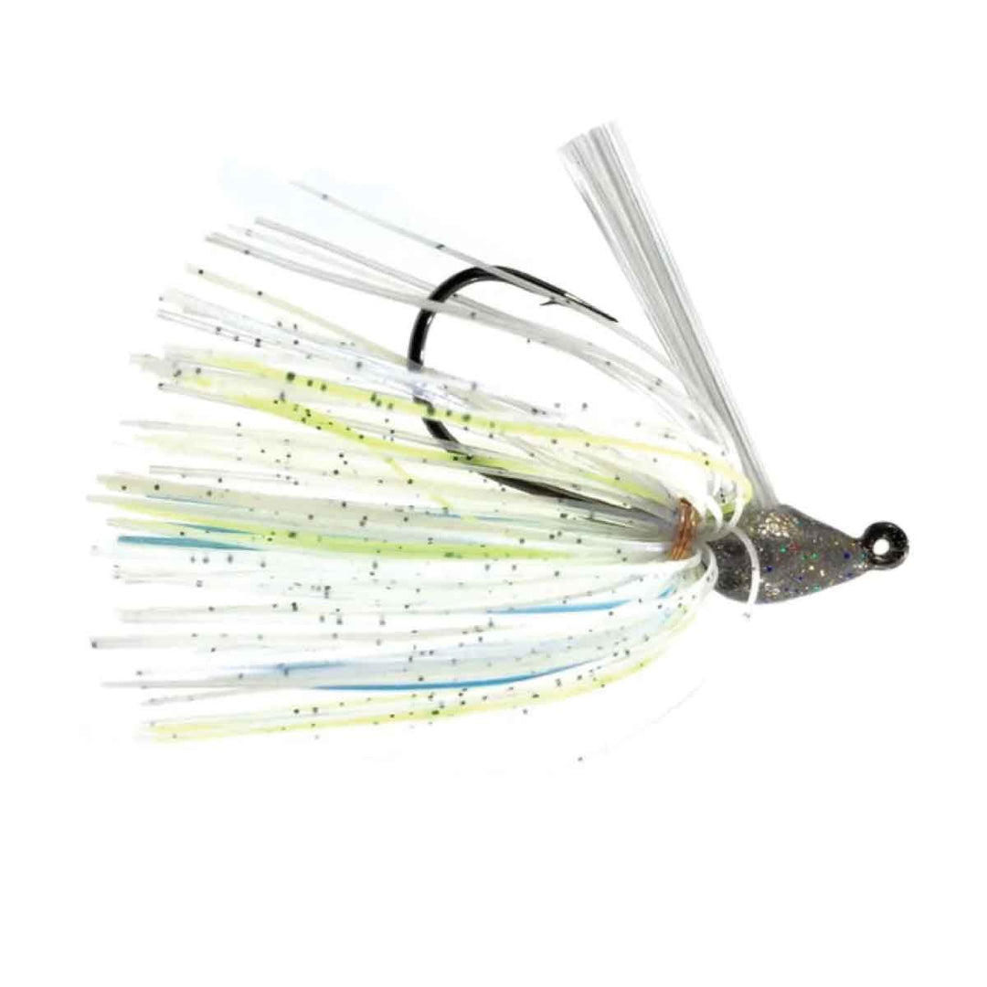 Blue Rock Sabotage Swim Jig with streamlined head and hand-tied skirt for bass fishing