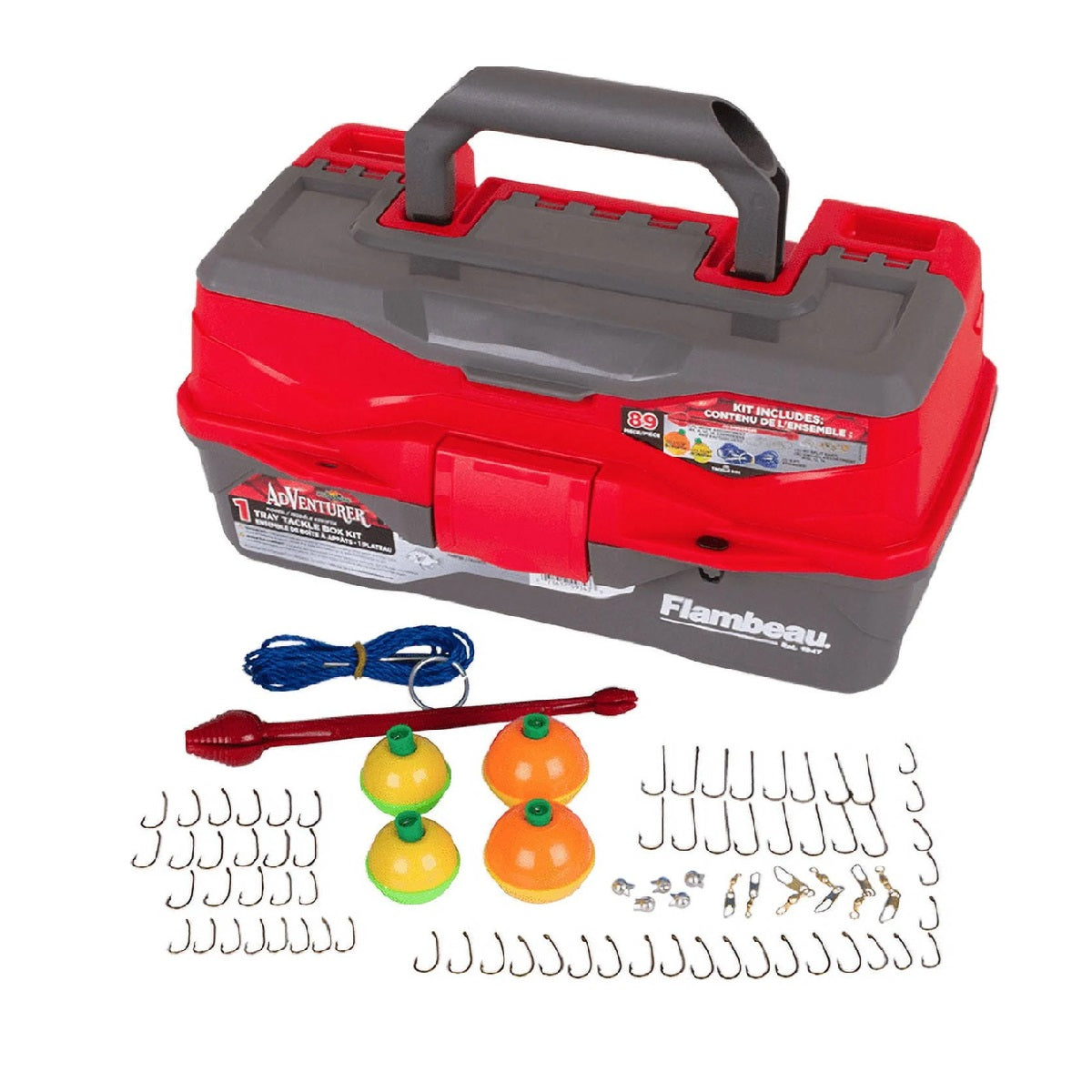 Adventure 1-Tray 89 Piece Tackle Box Kit – Complete Fishing