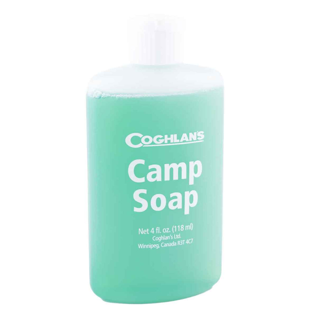Biodegradable camp soap used for dishes and hands at campsite