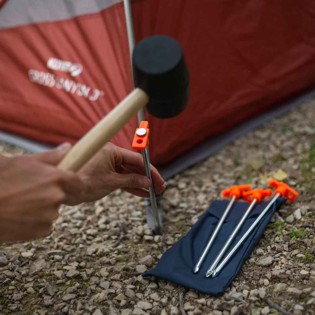 Tent secured with Coghlan’s Tent Nails in rocky ground
