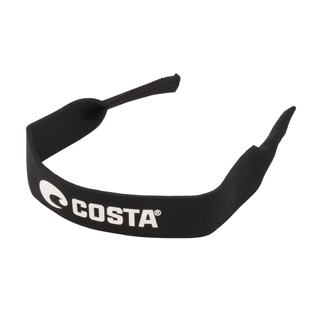 Costa Neoprene Classic Retainer in black, attached to sunglasses for secure fit during outdoor use