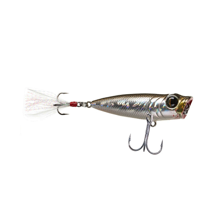 Popper lure with cupped mouth and lifelike fish design
