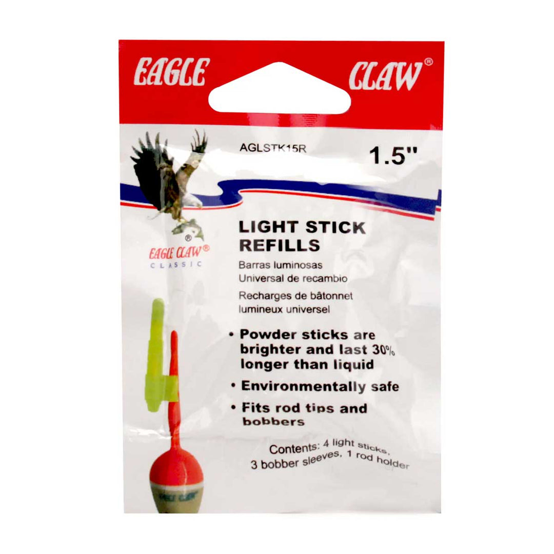 Eagle Claw 1.5″ Light Stick Refills – universal rod tip and bobber glow sticks, pack of 8