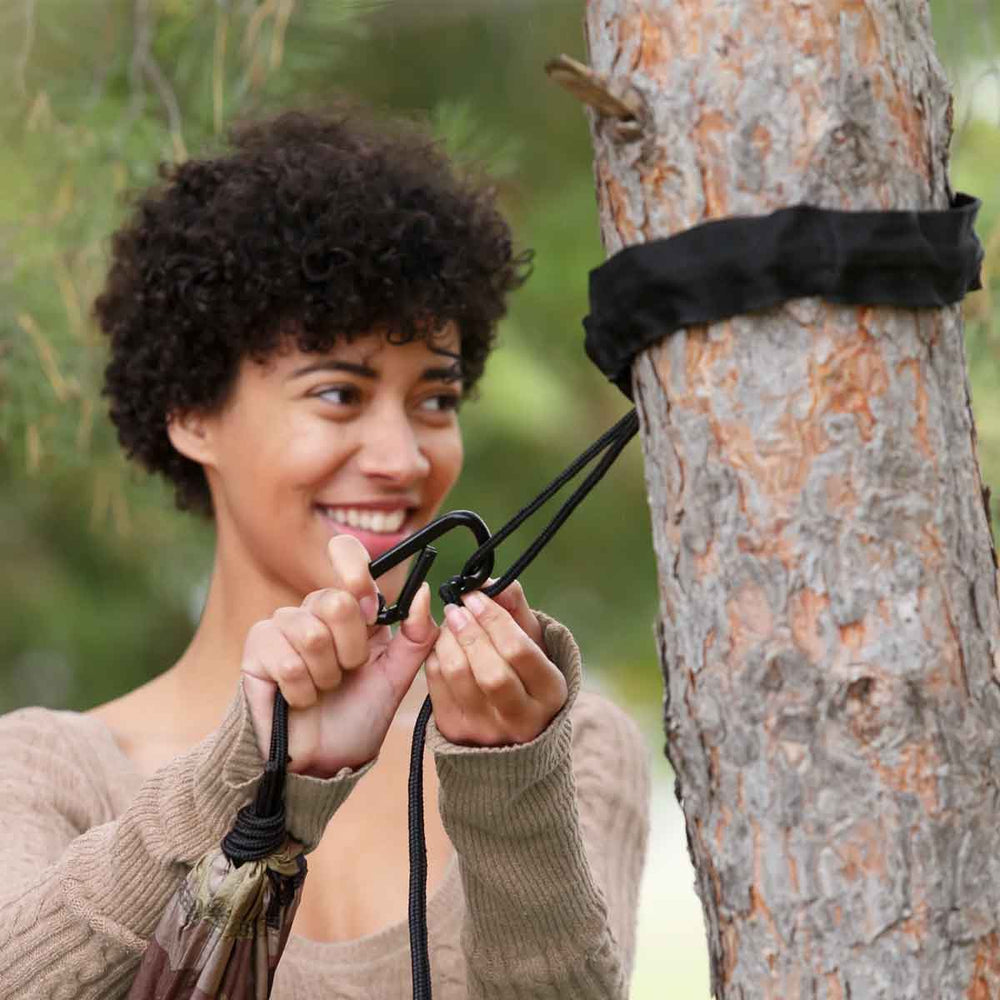 “Tree-friendly hammock straps with nylon sheaths”