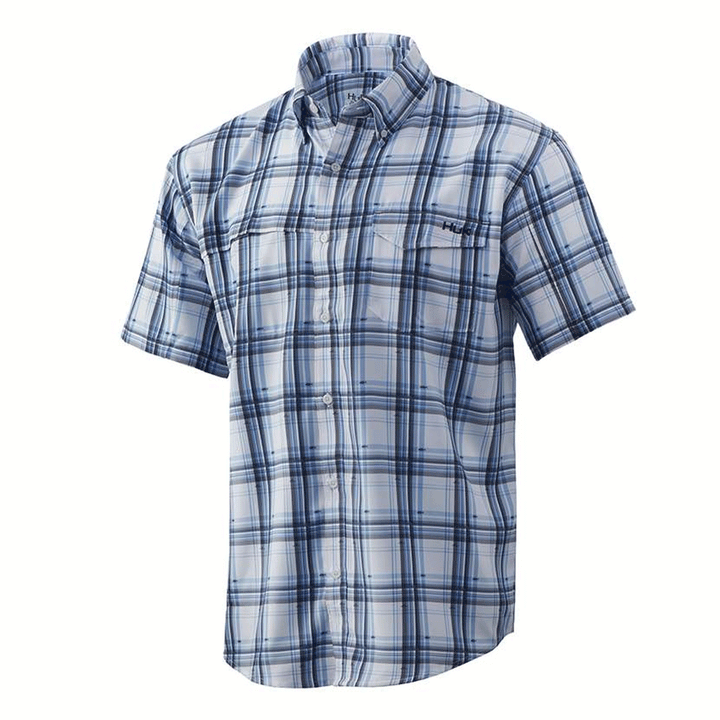 Huk Tide Point Fish Plaid Short Sleeve Shirts