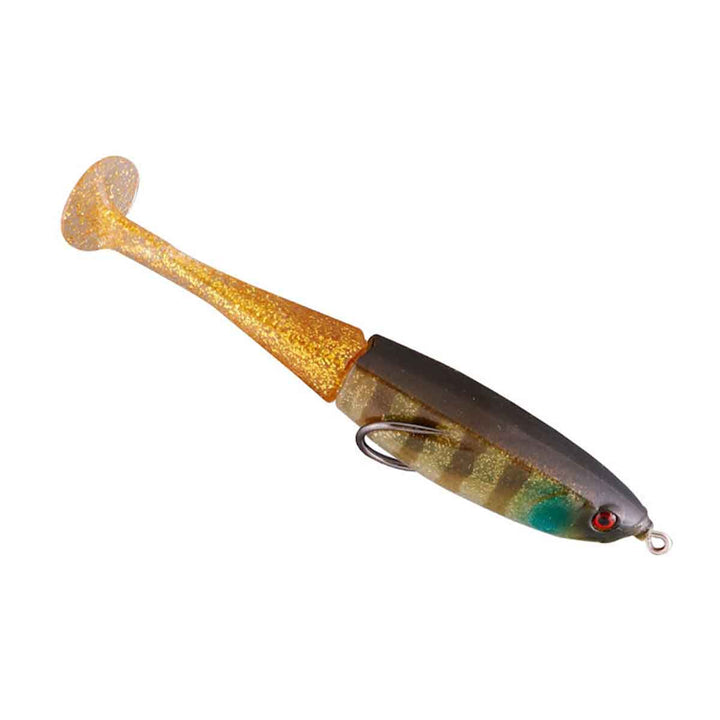Jackall Grinch hollow body topwater frog with paddle tail for bass fishing