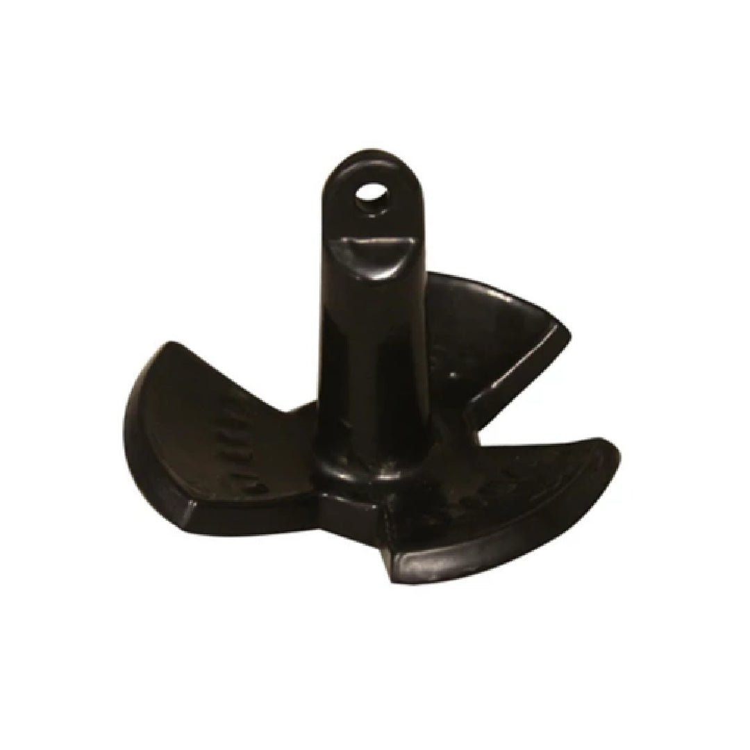 Durable mushroom-style river anchor with flukes