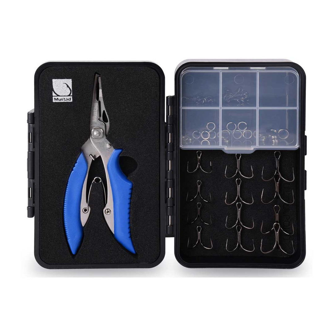 Mustad KVD Treble Hook Replacement Kit with Pliers, Hooks, and Hardware