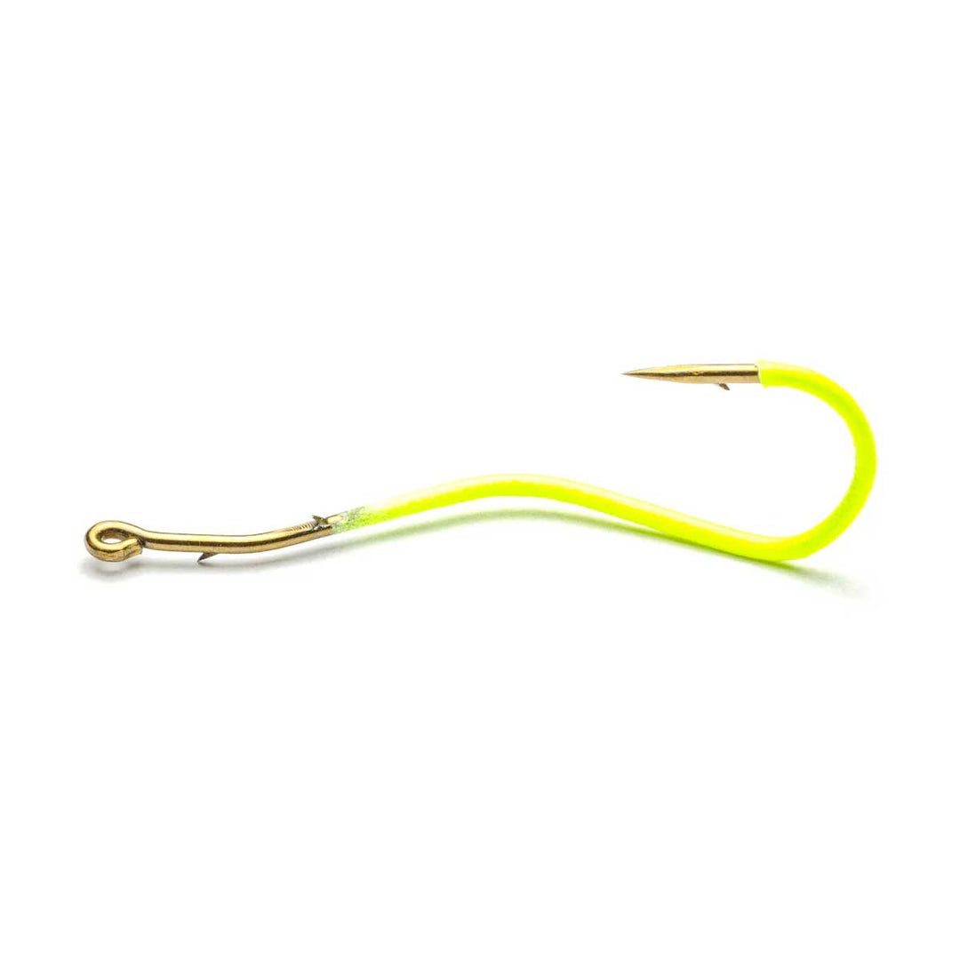 Mustad Slow Death 862 Fluorocarbon Rig (Glow Green) – Aberdeen-style twisted shank freshwater trolling rig