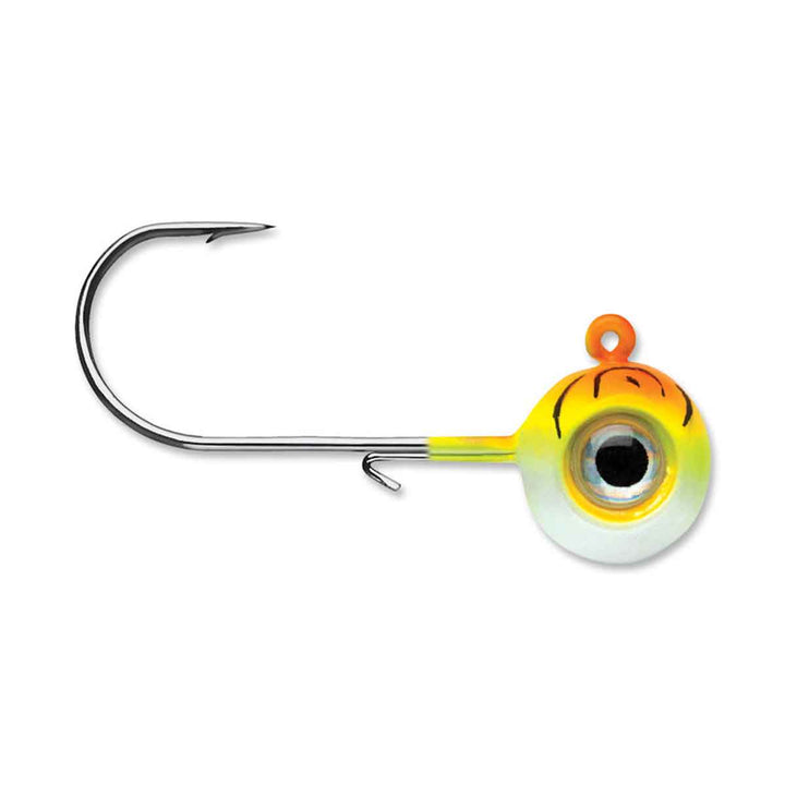 VMC Neon Moon Eye Jig Orange Fire UV walleye jighead