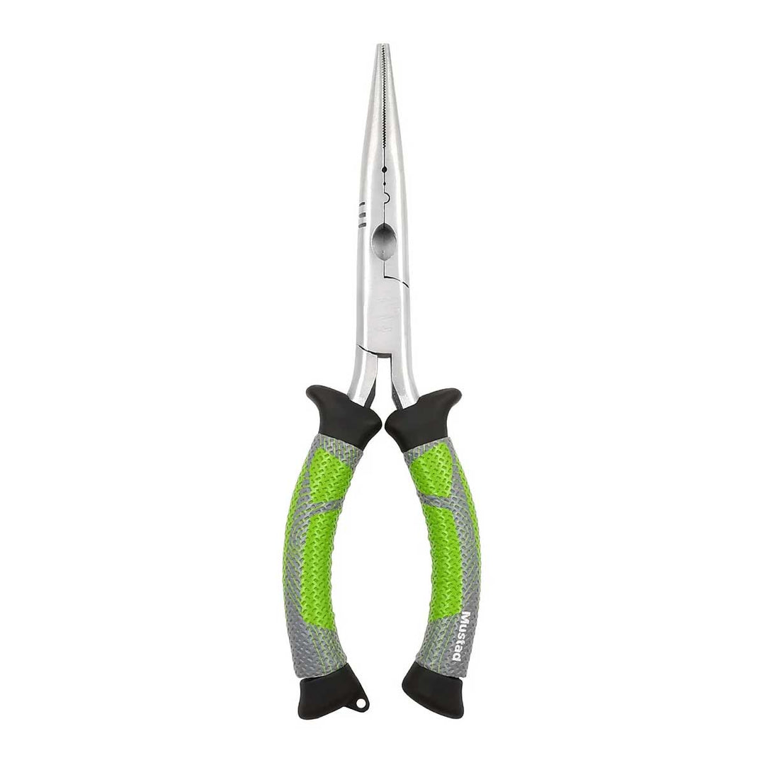 Mustad MT117 Premium Straight Nose Pliers in Green – Stainless Steel Fishing Pliers