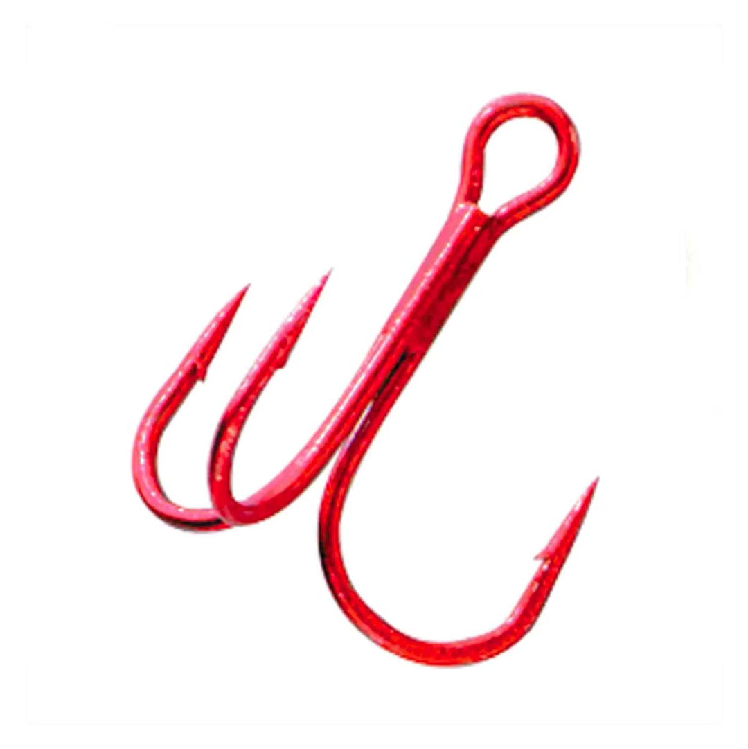 Round Bend Treble Hook_Red