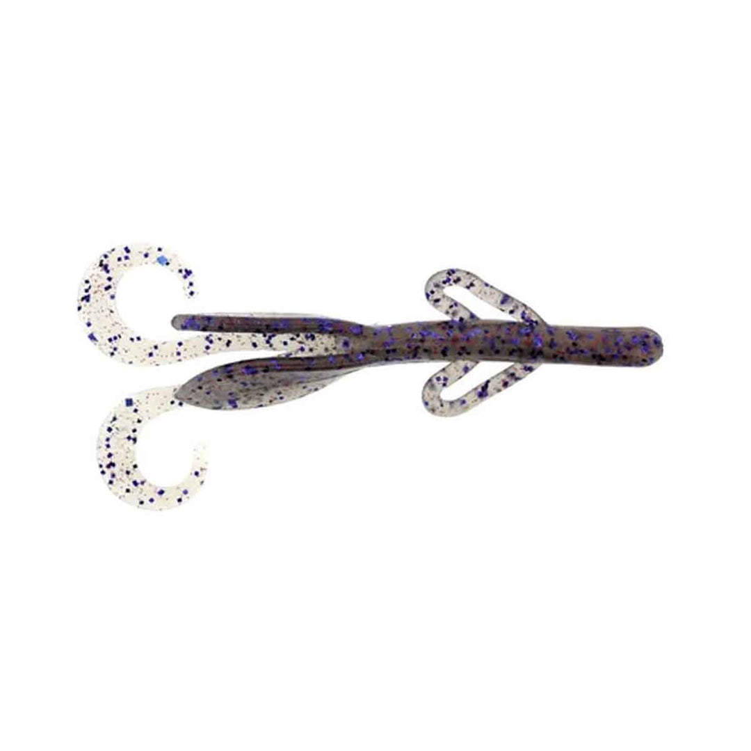 Zoom Baby Brush Hog smoke purple red glitter 4 inch creature bait