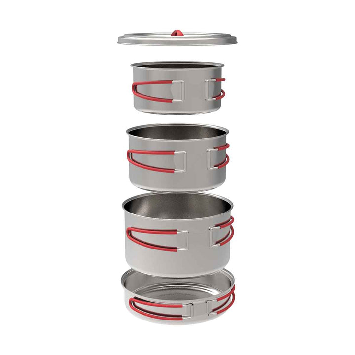 Coghlan’s Stainless Steel Family Cookset with three pots and frying pan