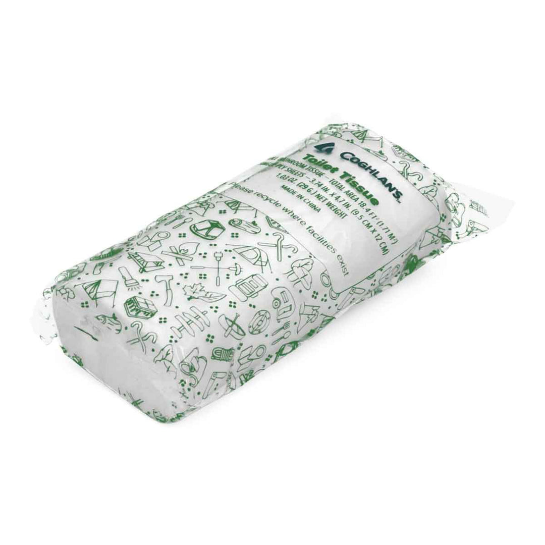 Compact packaging of Coghlan’s Toilet Tissue for camping