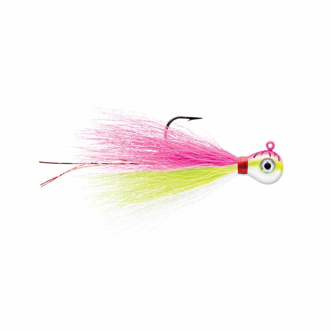 VMC Bucktail Jig in pink fire uv