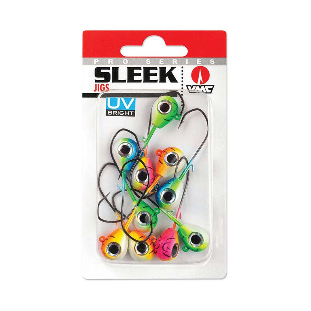 VMC Sleek Jig UV Kit – UV-Finish Weight-Forward Jig Heads with Hi-Carbon Hooks (10-Pack)