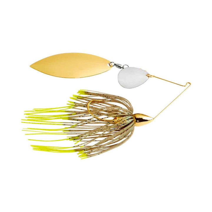 War Eagle Tandem Willow Spinnerbait with gold frame for bass fishing