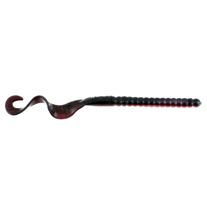 7" Power Worms_Red Shad Green Glitter